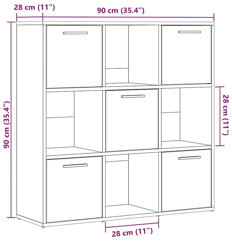 Βιβλιοθήκη Τεχνίτης Δρυς 90x28x90 εκ. Επεξεργασμένο Ξύλο - Καφέ