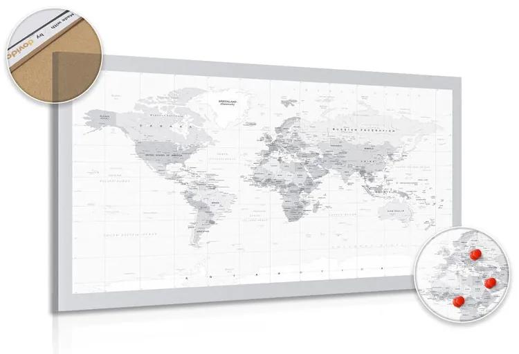 Εικόνα σε κλασικό ασπρόμαυρο χάρτη από φελλό με γκρι περίγραμμα - 120x80  flags