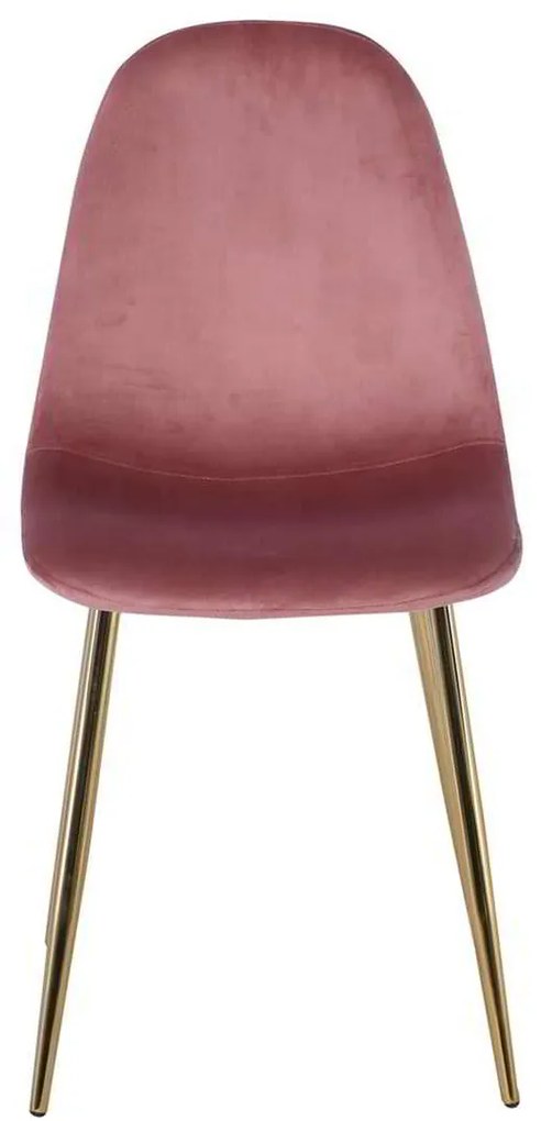 Καρέκλα CELINA Μεταλλική Χρυσό, Velure Antique Pink 45x54x85cm (Σετ 4 ΤΕΜ)