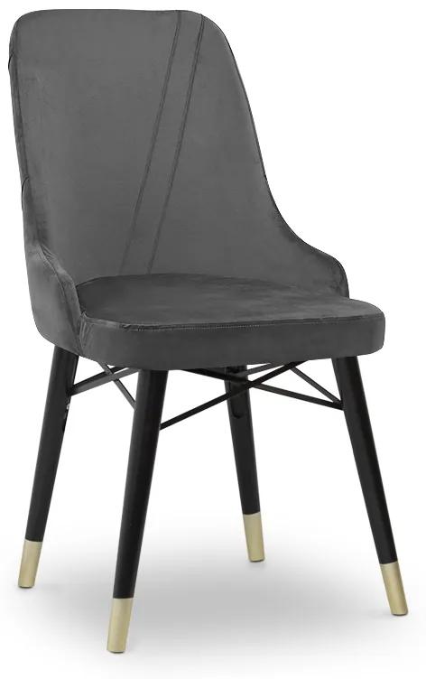 Καρέκλα τραπεζαρίας Floria Megapap από βελούδο χρώμα γκρι - μαύρο/χρυσό πόδι 54x48x91εκ. - Βελούδο - GP044-0004,2