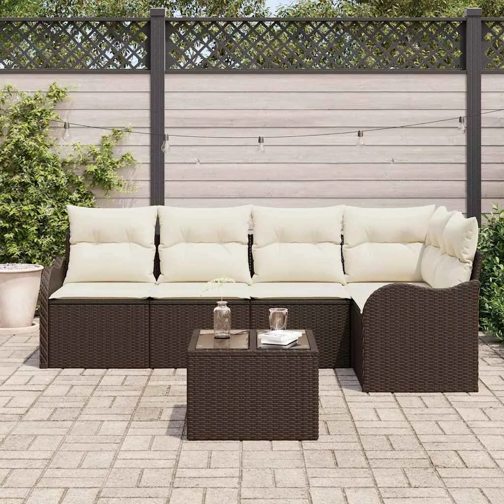 vidaXL Σετ Καναπέ Κήπου με μαξιλάρι 6 pcs Γκρι Πολυ ράταν
