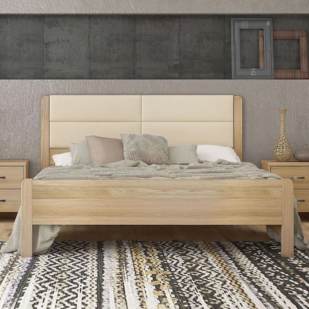Κρεβάτι Νo45Δ 150x200x100cm Latte-Beige Double