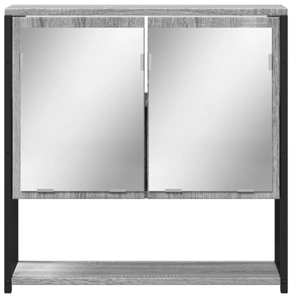 vidaXL Καθρέφτης Μπάνιου Ντουλάπι Γκρι Sonoma 60x16x60 εκ Επεξ. Ξύλο