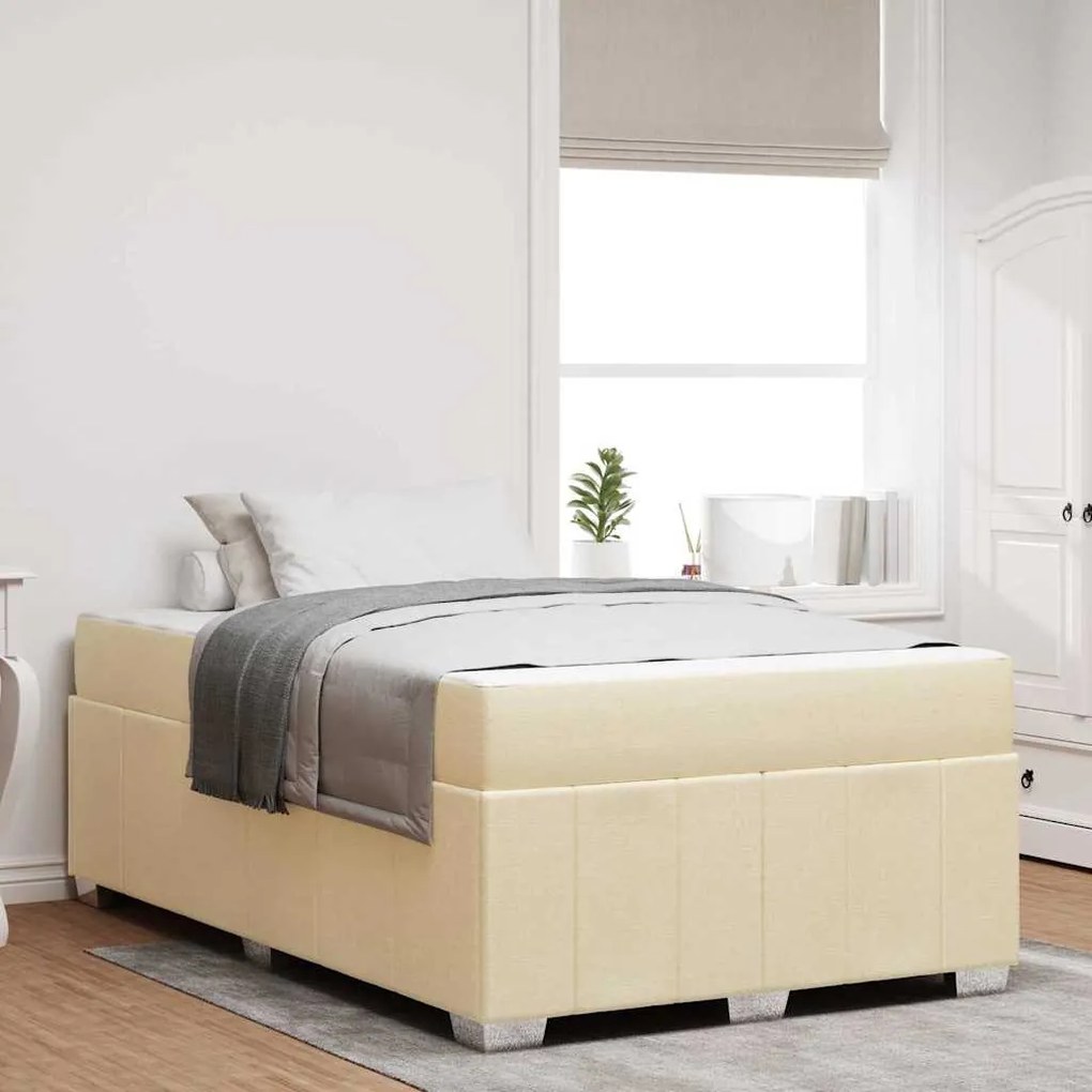 vidaXL Σκελετός Κρεβατιού με στρώμα Κρεμ 120 x 190 cm ύφασμα