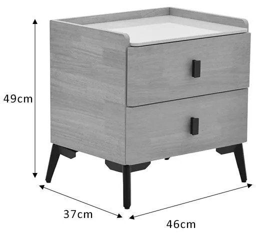 Κομοδίνο Alessio mdf φυσικό-μαύρο μέταλλο 46x37x47εκ 46x37x47 εκ.