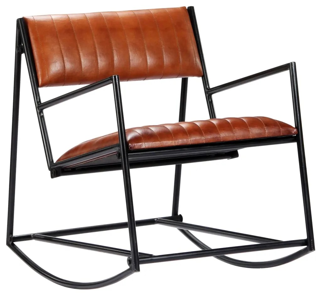vidaXL 282903  Rocking Chair Brown Real Leather
