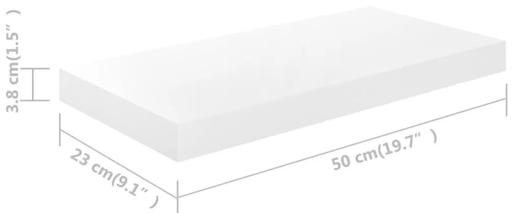 Ράφια Τοίχου Γυαλιστερά Άσπρα 2 Τεμάχια 50x23x3,8 εκ. MDF - Λευκό