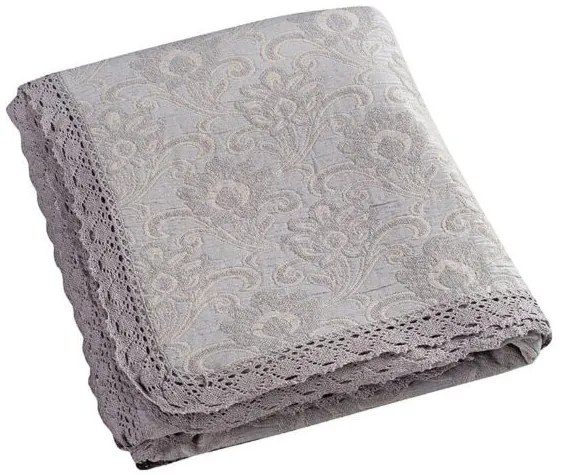 Beauty Home Κουβέρτα ζακάρ Art 1349 με δαντέλα μονή σε 3 χρώματα  170x250  Sky