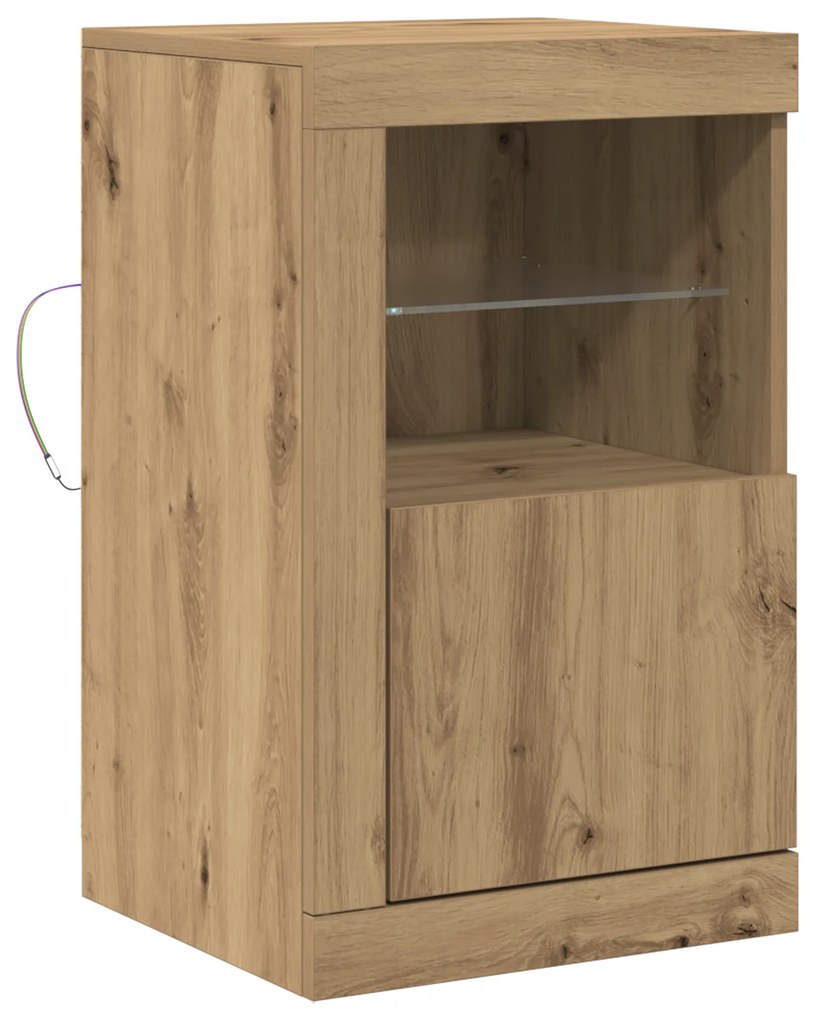 vidaXL Τραπέζι με LED φώτα Artisan Oak 41x37x67 εκ.