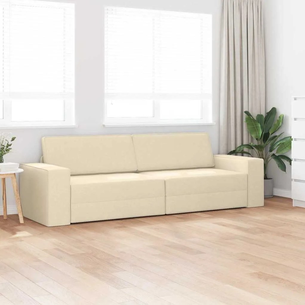 vidaXL Καναπέ-Κρεβάτι Κρεμ 245 x 78 x 77 εκ. ύφασμα