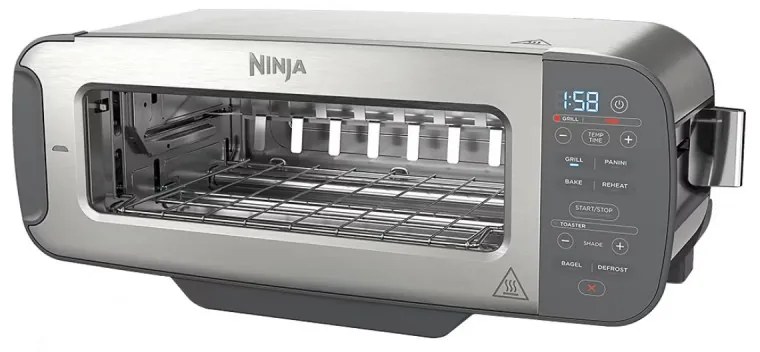 Τοστιέρα Ninja 3 σε 1 ST202EU, 2400W, 7 προγράμματα, έλεγχος θερμοκρασίας, ψησταριά, απόψυξη, αναθέρμανση, οριζόντια λειτουργία, ασημί