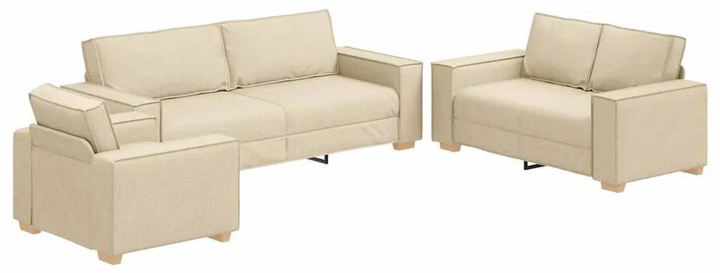 vidaXL Σετ Καναπέ με μαξιλάρι 3 pcs Κρεμ 220 x 78 x 84 εκ. ύφασμα