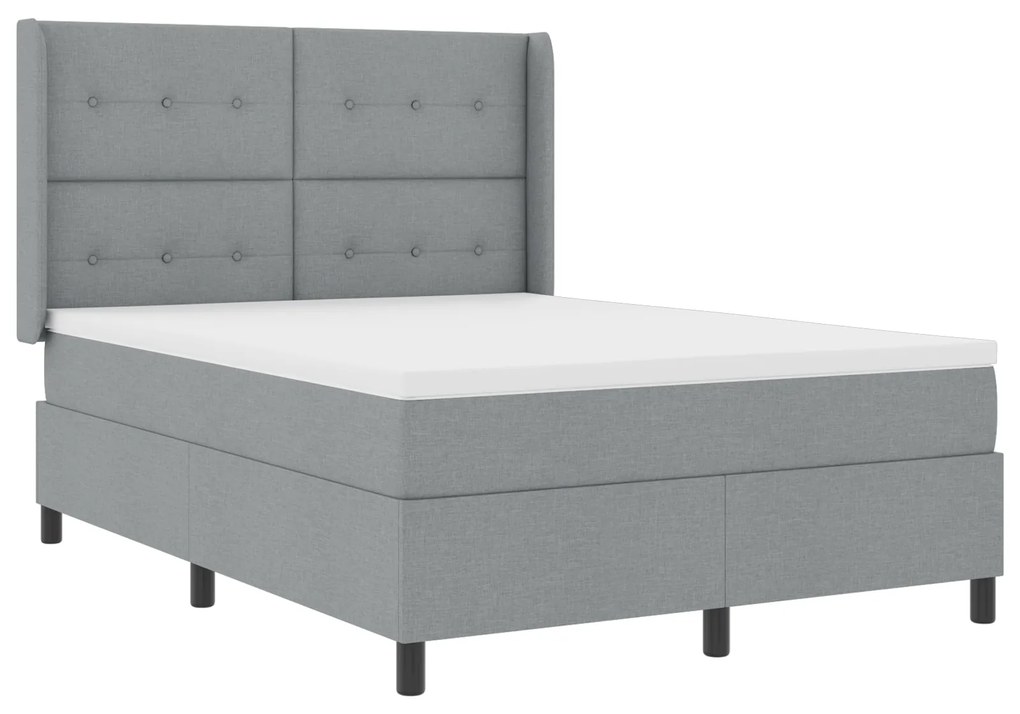 vidaXL Κρεβάτι Box Spring με Στρώμα Ανοιχτό Γκρι 140x200 εκ. Ύφασμα