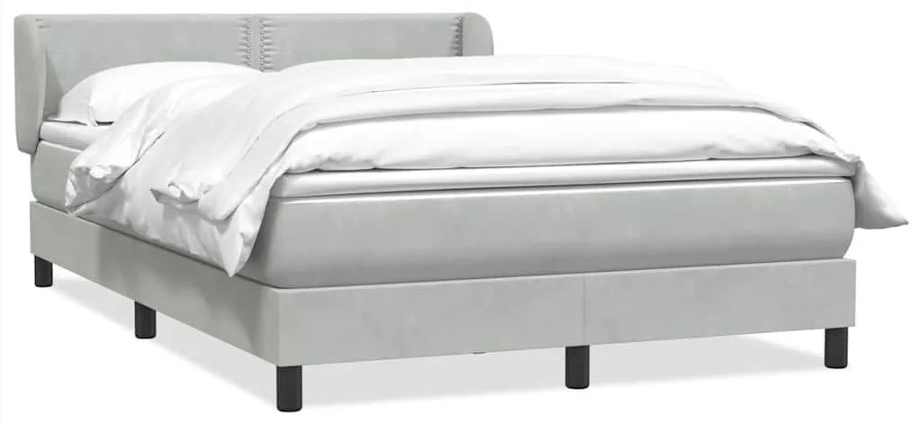 Κρεβάτι Boxspring με Στρώμα Ανοιχτό Γκρι 160x210 εκ. Βελούδινο - Γκρι