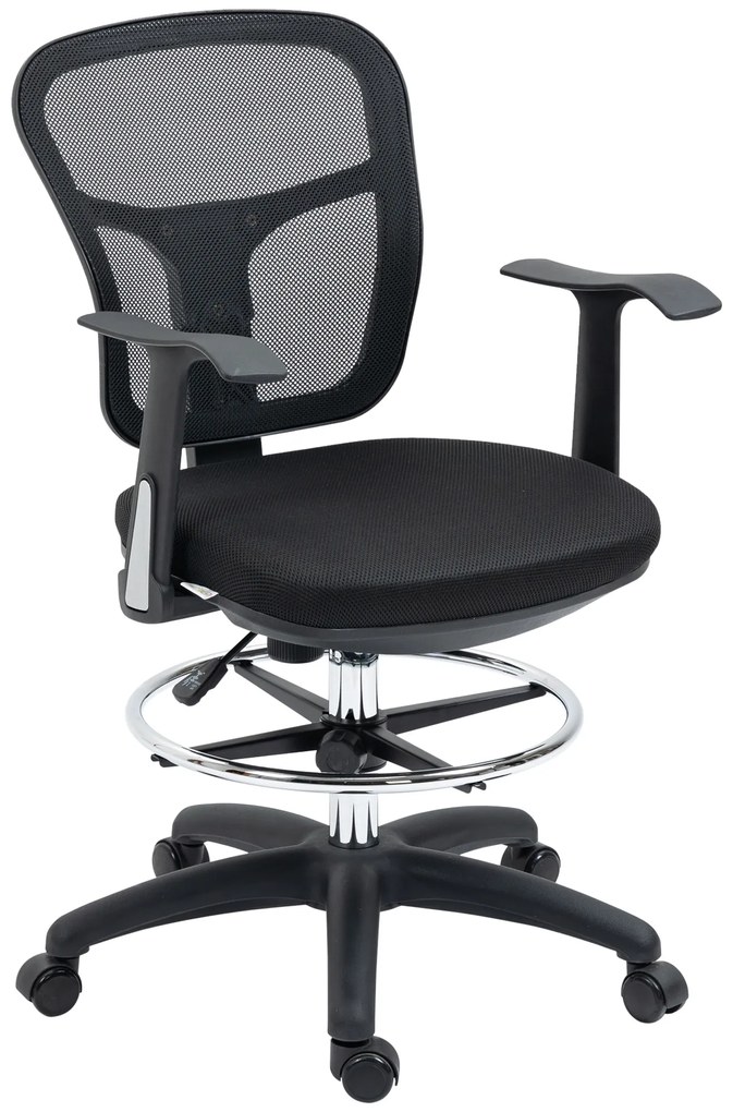 Vinsetto Καρέκλα σχεδίασης καρέκλα γραφείου καρέκλα υπολογιστή, συμπεριλαμβανομένου υποποδίου, ρυθμιζόμενο ύψος, 59 x 59 x115 cm, Μαύρο