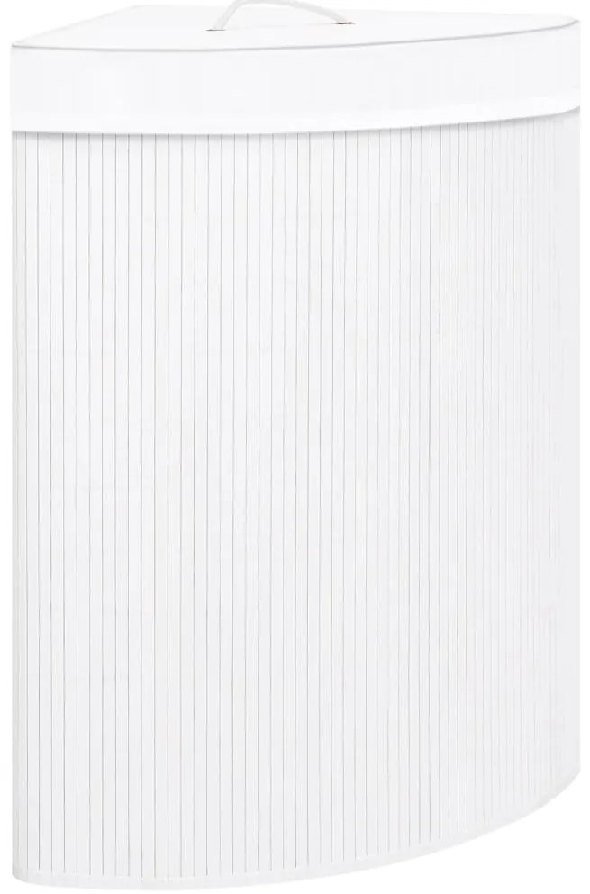 vidaXL Καλάθι Άπλυτων Γωνιακό Λευκό 60 Λίτρων από Μπαμπού