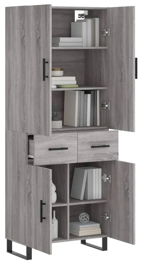 vidaXL Ντουλάπι Γκρι Sonoma 69,5 x 34 x 180 εκ. Επεξεργασμένο Ξύλο