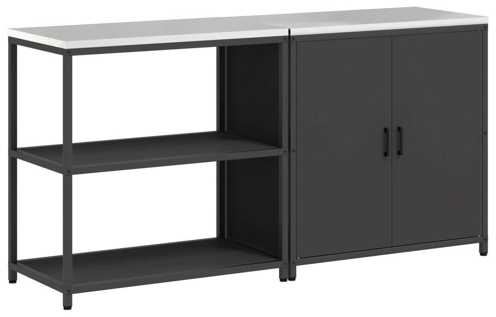 vidaXL Σετ Αποθήκευσης Κουζίνας με ράφι 2 pcs Μαύρο 150 x 50 x 92 εκ.