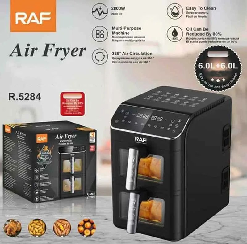 RAF Πολυλειτουργική Φριτέζα Αέρος με Διπλό Καλάθι 6 L + 6 L 2800 W R.5284 - Air Fryer