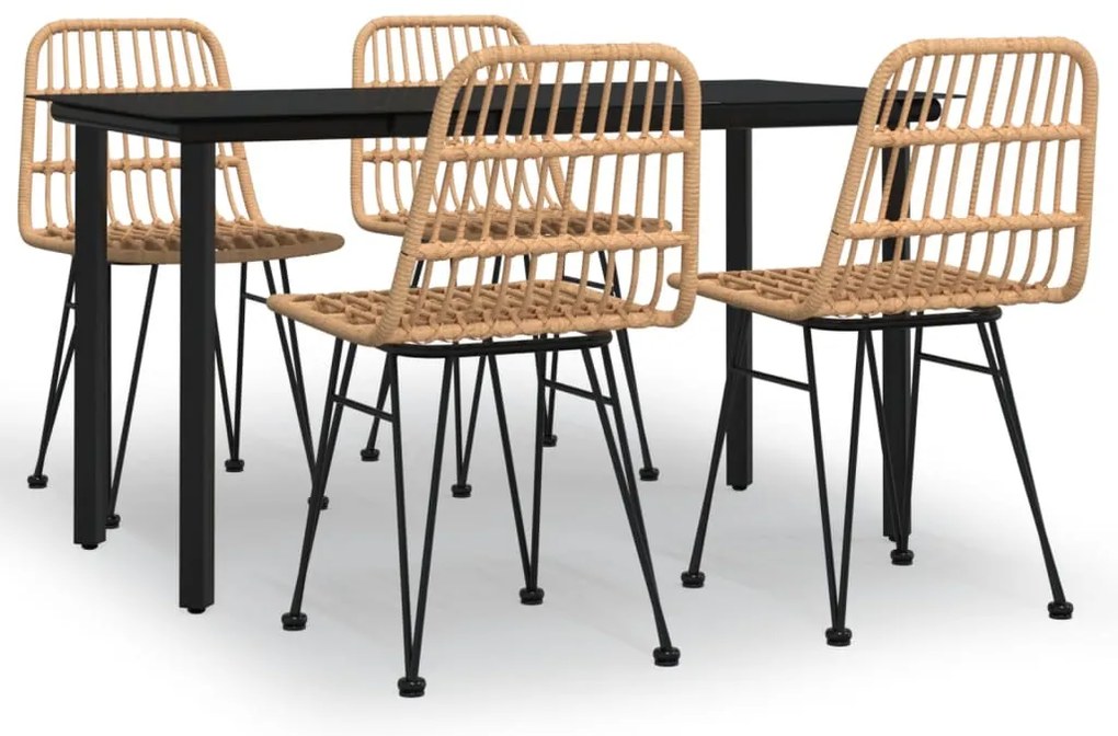 vidaXL Σετ Τραπεζαρίας Κήπου 5 Τεμαχίων από Συνθετικό Ρατάν