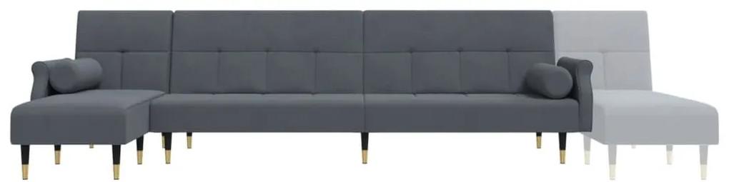Καναπές Κρεβάτι Γωνιακός Σκ. Γκρι 271 x 140 x 70 εκ. Βελούδινος - Γκρι