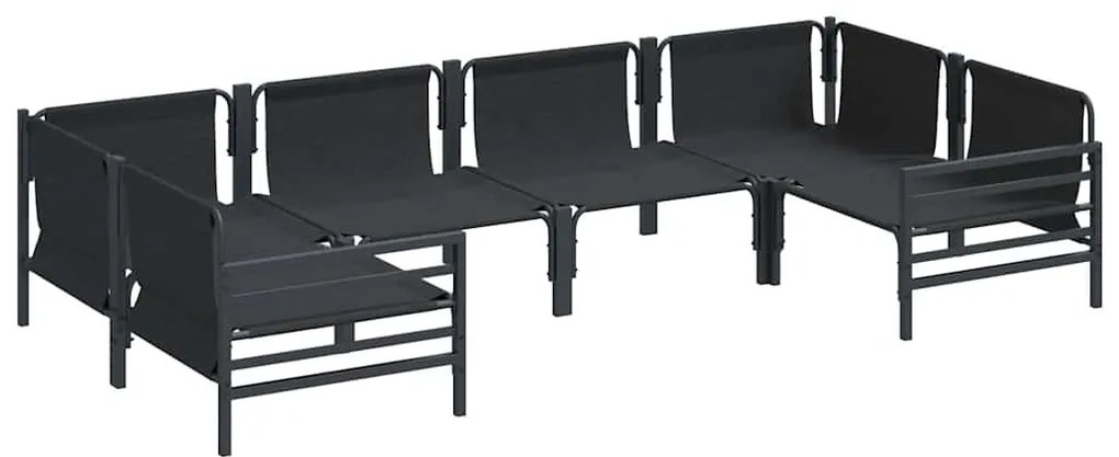 vidaXL Σετ Καναπέ Κήπου με μαξιλάρι 6 pcs Μαύρο Ατσάλι