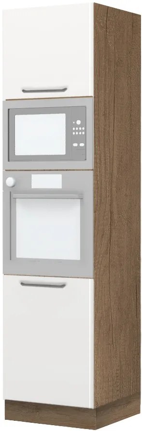Επιδαπέδιο ντουλάπι φούρνου ψηλό Modena K23-60-RM-Φυσικό σκούρο - Λευκό γυαλιστερό - 60.00Χ60.00Χ235.00cm