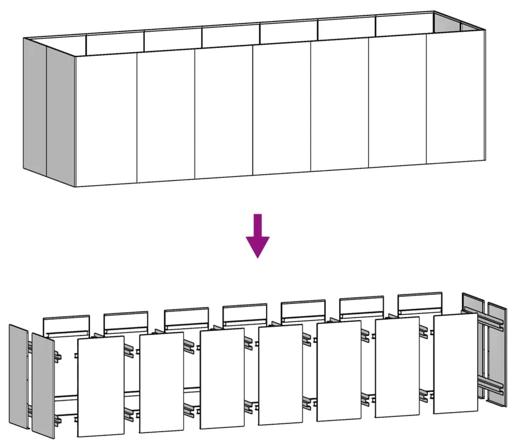 vidaXL Ζαρντινιέρα 280 x 80 x 80 εκ. από Ατσάλι Σκληρυθέν στον Αέρα