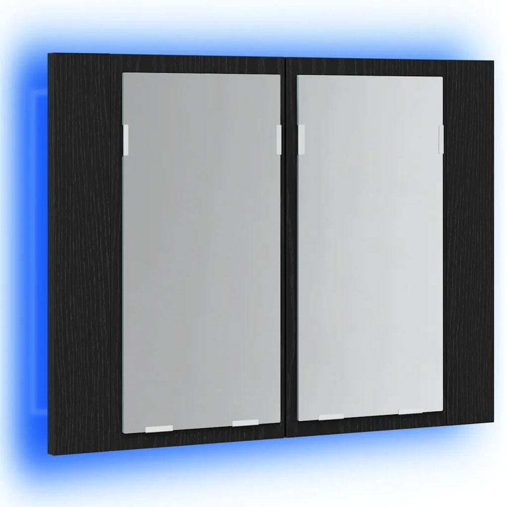 vidaXL Ντουλάπι μπάνιου με καθρέφτη Μαύρη δρυς 60 x 12 x 45 εκ.