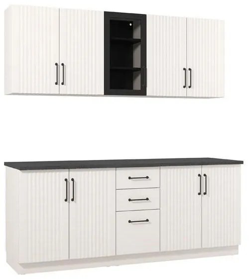 Σύνθεση Κουζίνα Loara 200 Cashmere - Μαύρο - Cashmere Ματ - Μαύρο Ματ 200*60*200 εκ.