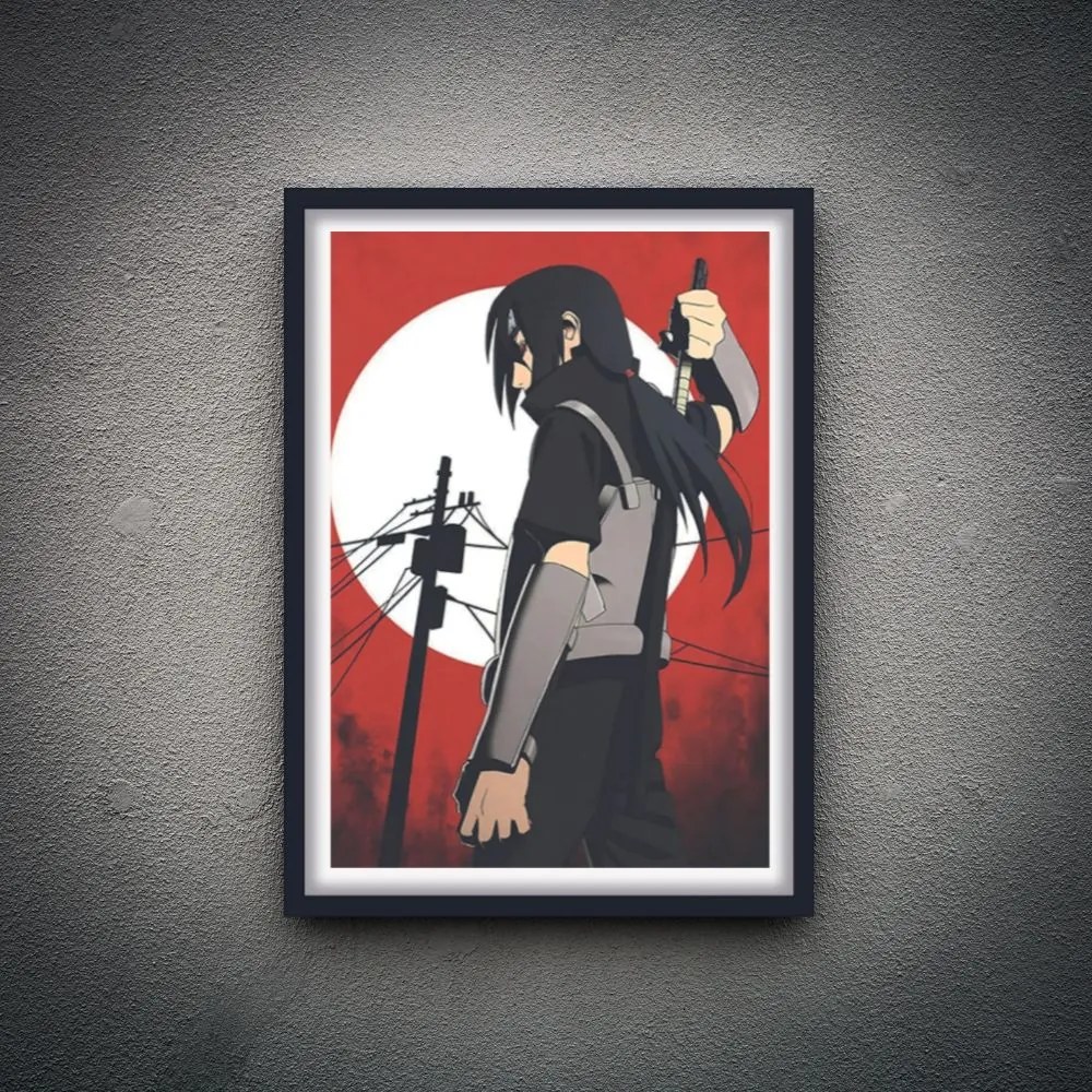 Πόστερ &amp; Κάδρο Itachi Naruto AN017 22x31cm Μαύρο Ξύλινο Κάδρο (με πόστερ)