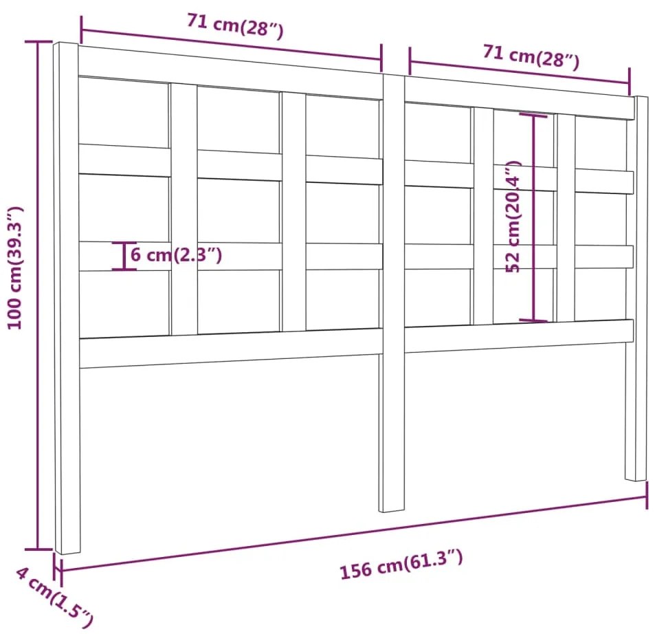 vidaXL Κεφαλάρι Κρεβατιού Λευκό 156 x 4 x 100 εκ. Μασίφ Ξύλο Πεύκου