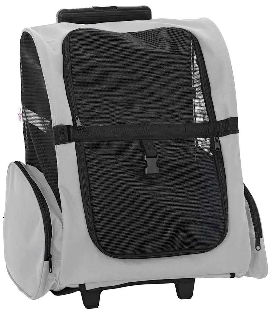 vidaXL Καρότσι Κατοικίδιων 3 σε 1 Γκρι 48x32x(57-106) εκ. από Ύφασμα Oxford