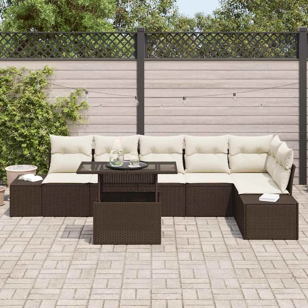 vidaXL Σετ Καναπέ Κήπου 7 pcs Καφέ και κρεμ 100 x 55 x 73 εκ