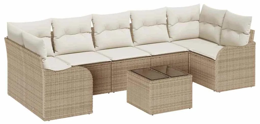 vidaXL Σετ Καναπέ Κήπου με μαξιλάρι 8 pcs Μπεζ, Κρέμα 55 x 55 x 37 εκ