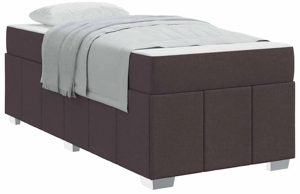 vidaXL Σκελετός Κρεβατιού με στρώμα Σκούρο Καφέ 90 x 200 cm ύφασμα