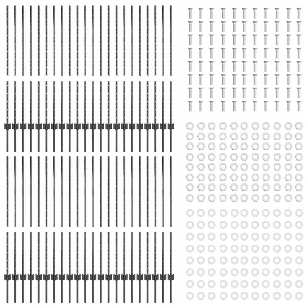 vidaXL Πό posts φράχτη Other 44 pcs Γκρι Χάλυβας με επίστρωση πούδρας