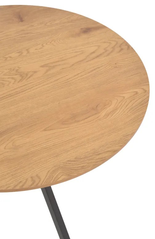 Τραπέζι Xuson pakoworld φυσικό mdf-πόδι μαύρο μέταλλο Φ80x75εκ - 292-000071