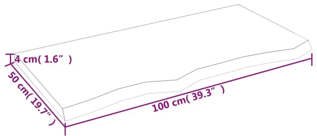 Επιφάνεια Τραπεζιού Σκούρο Καφέ 100x50x(2-4)εκ Επεξ. Μασίφ Δρυς - Καφέ