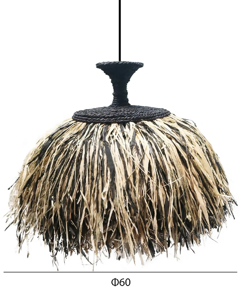 ΦΩΤΙΣΤΙΚΟ ΟΡΟΦΗΣ ORDEM HM4716 ΚΑΠΕΛΟ ΙΝΕΣ SISAL & ΜΠΑΝΑΝΑΣ-ΜΑΥΡΟ & ΦΥΣΙΚΟ Φ60x50Υεκ