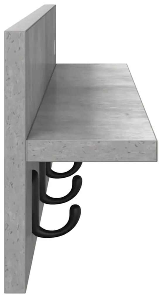 vidaXL Τοίχου Κρεμάστρα Επιτοίχιο Σκυρόδεμα Γκρι 80 x 10,5 x 18 εκ