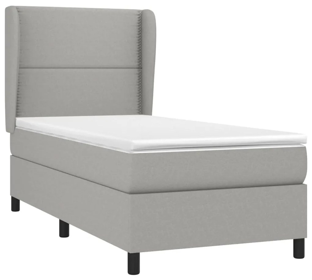 vidaXL Κρεβάτι Boxspring με Στρώμα Ανοιχτό Γκρι 80x200 εκ. Υφασμάτινο