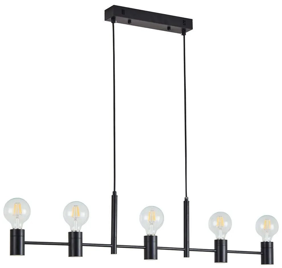 Φωτιστικό Οροφής - Ράγα Adept 77-8249 95x5x120cm 5xE27 60W Black Homelighting