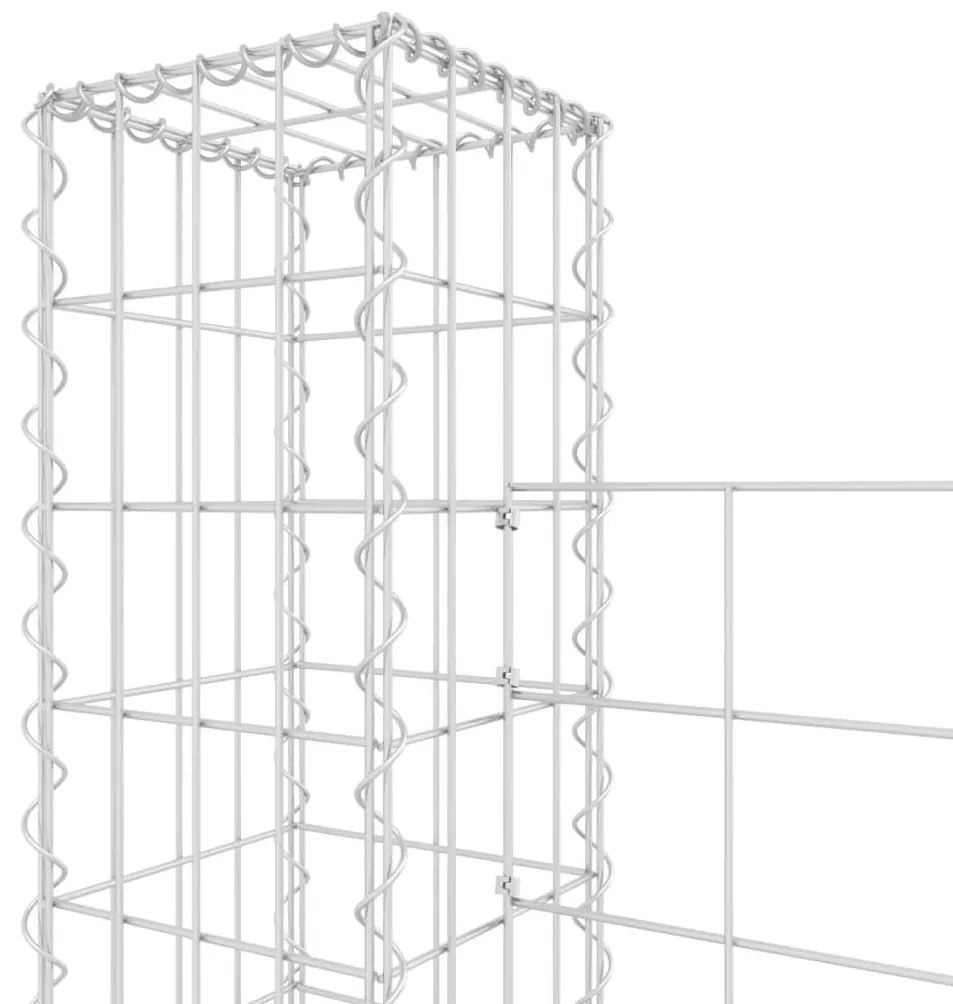 Συρματοκιβώτιο σε U Σχήμα με 8 Στύλους 860x20x150 εκ Σιδερένιο - Ασήμι
