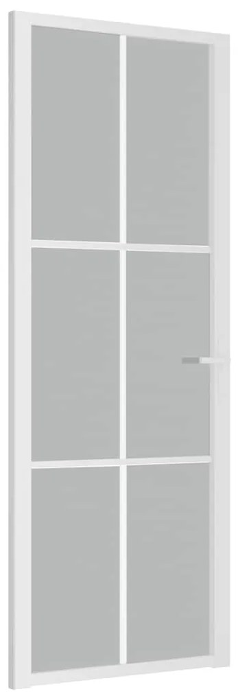 vidaXL Εσωτερική Πόρτα 76 x 201,5 εκ. Λευκό Ματ Γυαλί και Αλουμίνιο