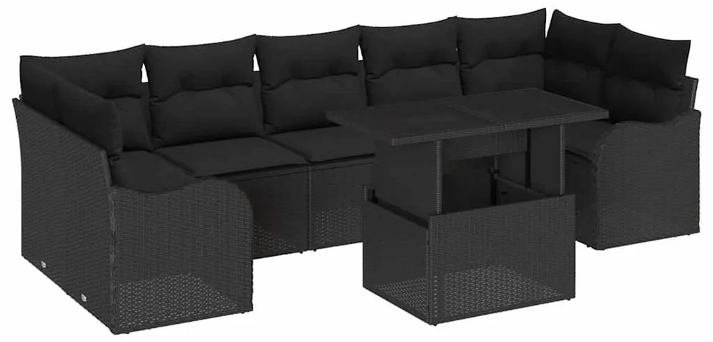 vidaXL Σετ Καναπέ Κήπου 8 pcs Μαύρο 100 x 55 x 73 εκ Πολυ ράταν