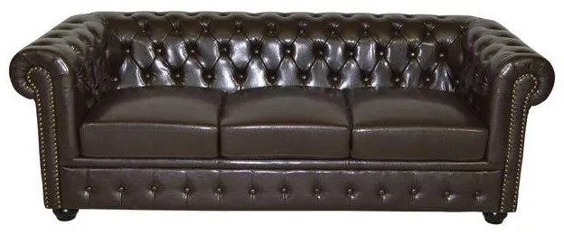 ΚΑΝΑΠΕΣ 3ΘΕΣΙΟΣ T.CHESTERFIELD  ΤΕΧΝΟΔΕΡΜΑ ΣΚΟΥΡΟ ΚΑΦΕ 208x90x73Υ εκ.