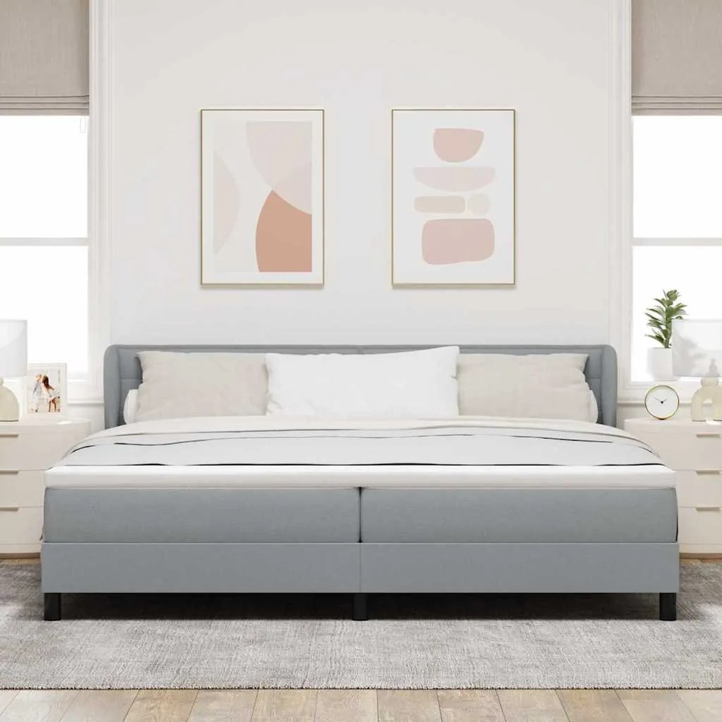 vidaXL Κρεβάτι box spring με στρώμα Ανοιχτό γκρι 200 x 200 cm ύφασμα