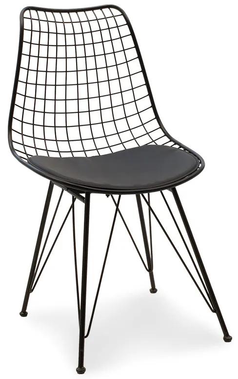 Καρέκλα Taj pakoworld μέταλλο μαύρο-μαξιλάρι PVC μαύρο Model: 058-000024