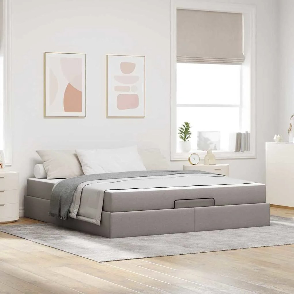 vidaXL Σκελετός Κρεβατιού με αποθήκευση Taupe 180 x 200 cm ύφασμα